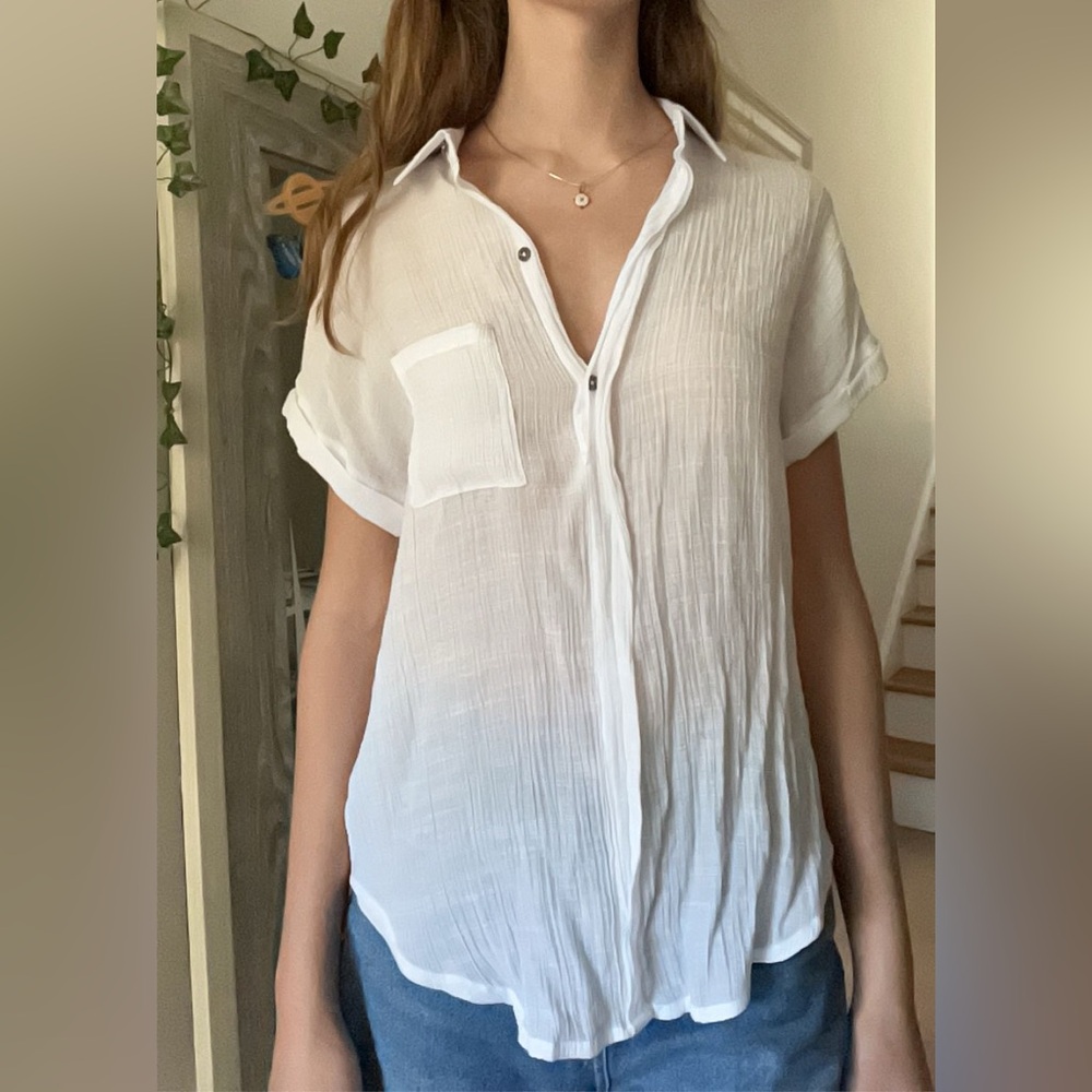 Women's White Button-Up Blouse
